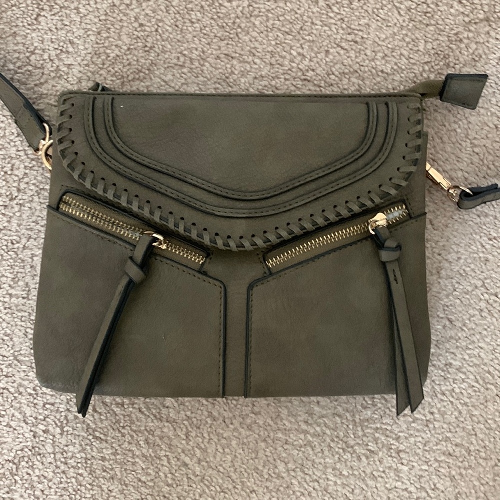Army green purse gold accents